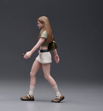 Load image into Gallery viewer, 1:24 Painted Figure Model Miniature Resin Diorama Brown Curly Hair Walking Girl
