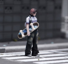 Load image into Gallery viewer, 1:64 Painted Figure Model Miniature Resin Sand Diorama Skate Board Boy Cool

