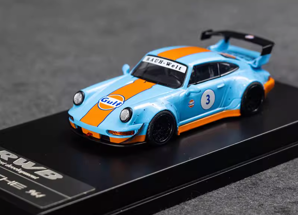WU 1:64 Blue Gulf RWB 964 #3 Classic Racing Sports Model Diecast Metal Car New Collection