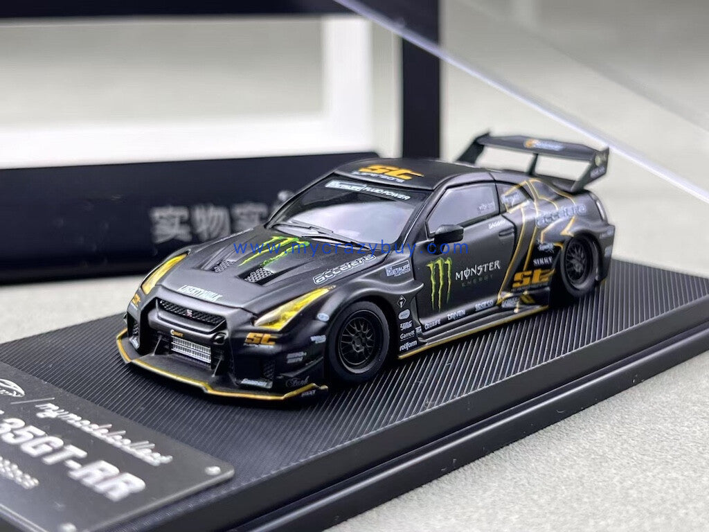 MC 1:64 Black GTR R35 LB Monster Widebody Sports Model Diecast Metal Car New Collection