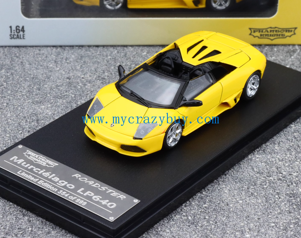 PK 1:64 Yellow Murcielago LP640 Roadster DIY Sport Model Diecast Metal Car New Collection