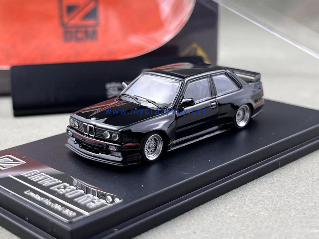 DCM 1:64 Black M3 E30 Coupe Widebody Sports Model Diecast Metal Car New Collection