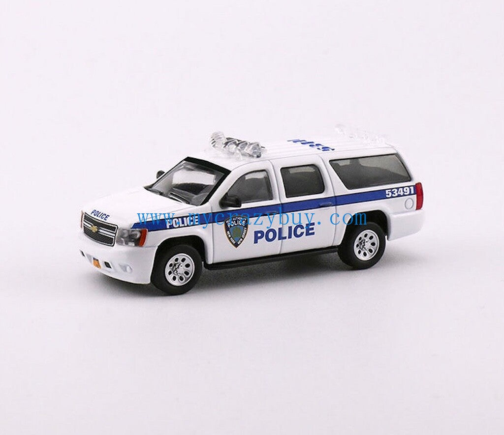 1:64 596Mode White Port NY Police Suburban SUV Model Diecast Metal Car New Collection