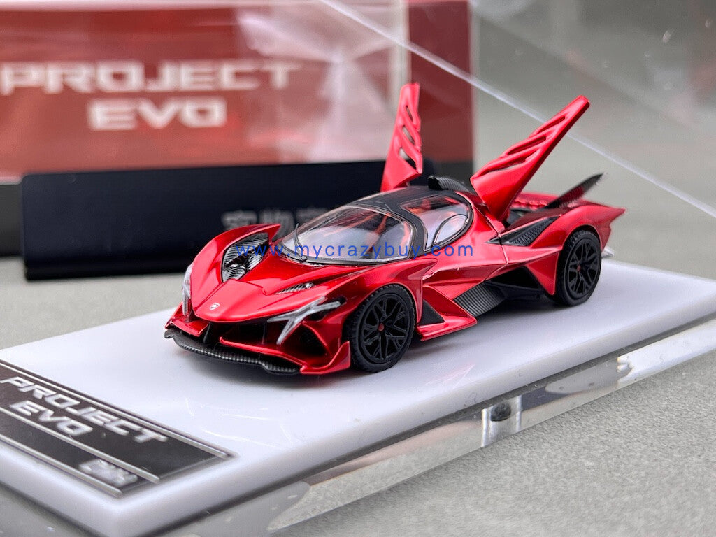 DMH 1:64 Red Project Evo Racing Sports Model Diecast Metal Car New Collection