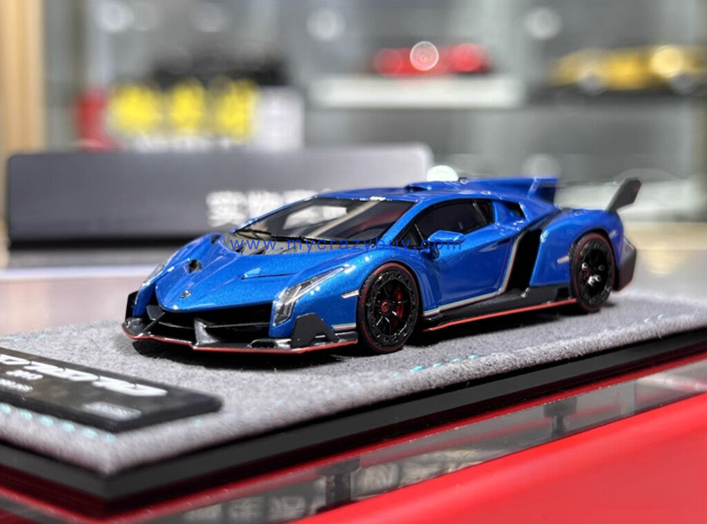 DMH 1:64 Blue Veneno Super Racing Sports Model Diecast Resin Car New Collection