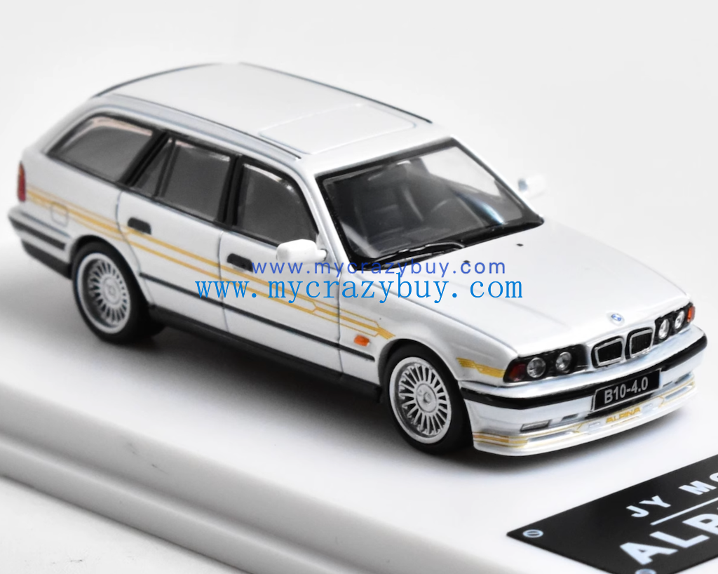 JY 1:64 White E34 Touring Alpina Wagon Sports Model Diecast Metal Car New Collection