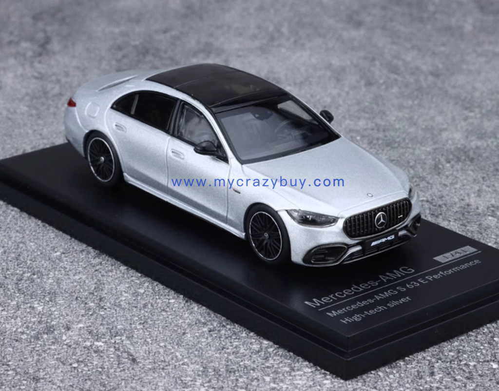 AR 1:64 Silver Benz AMG S63 E Performance Sports Model Diecast Metal Car New Collection