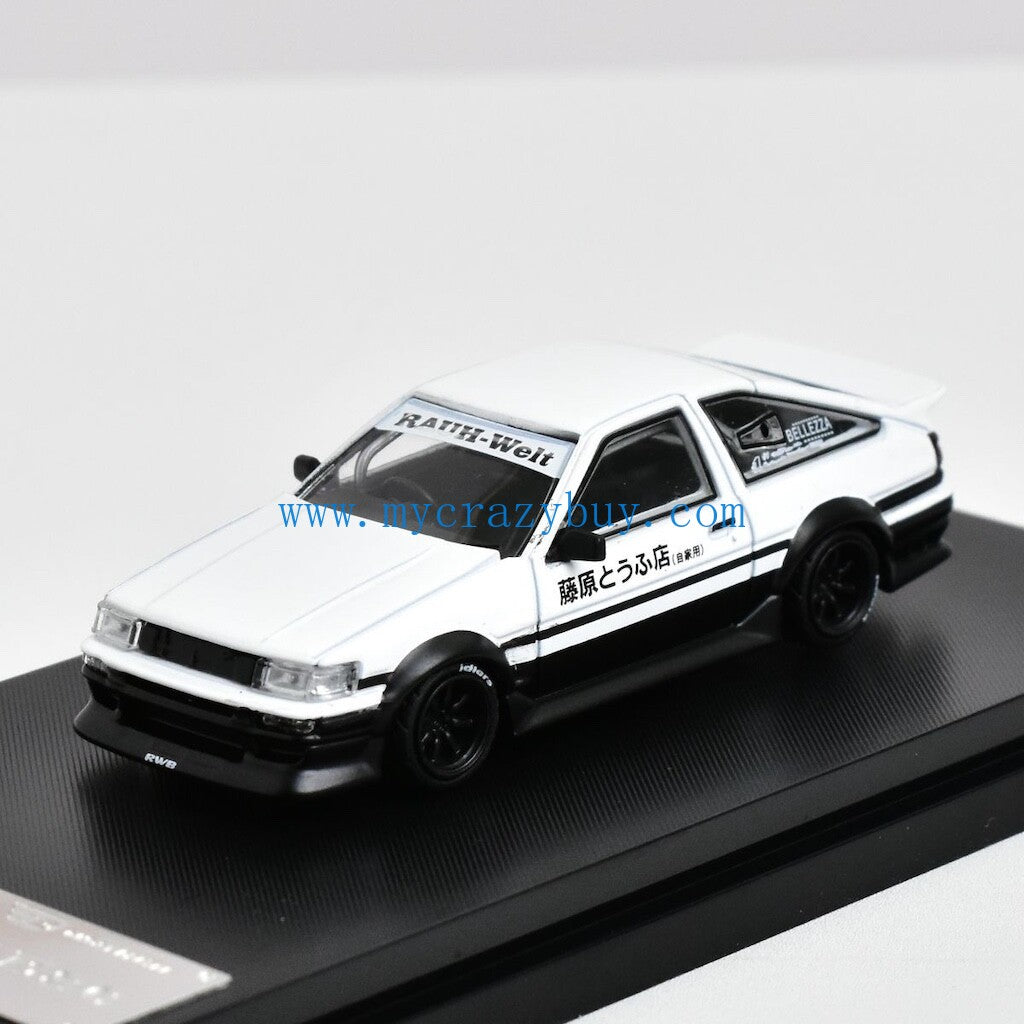 SW 1:64 White JDM AE86 Trueno RWB Tofu Sports Model Diecast Metal Car New Collection