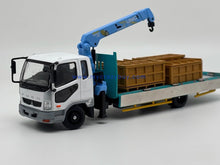 Load image into Gallery viewer, GCD 1:64 White Blue Fuso Fighter Crane Truck Model Diecast Metal Car New Collection
