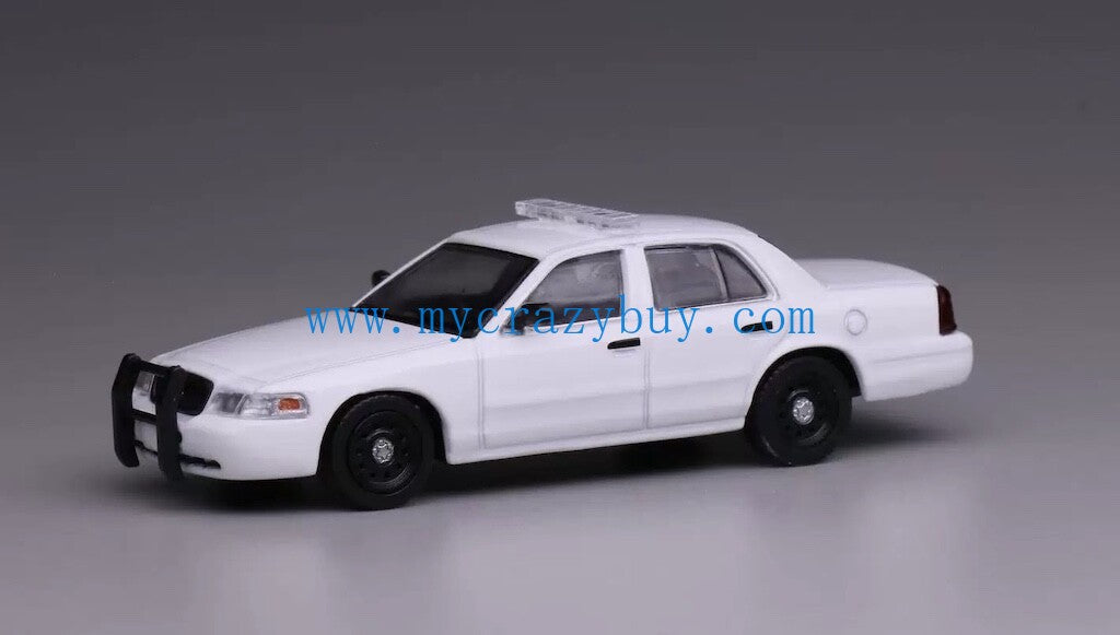 1:64 596 White Police Crown Victoria CV EN114 Sedan Model Diecast Metal Car