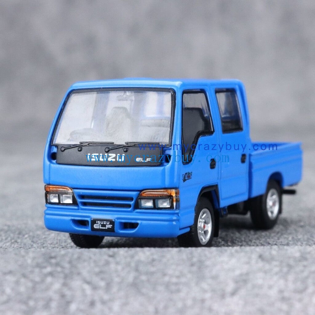 Model1 1:64 Blue JDM Isuzu ELF Double Cabin Truck Model Metal Diecast Car New Collection