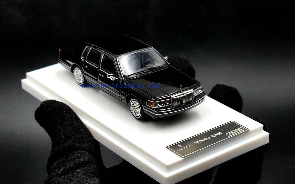 MK 1:64 Black HEC Lincoln Town Car Luxury Sedan Model Diecast Metal Car New Collection