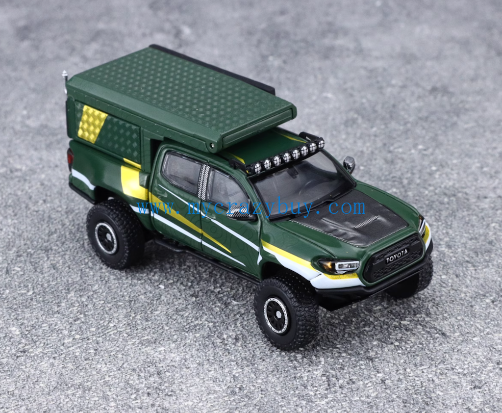 GCD 1:64 Green TACOMA Camper Pickup ORV Sports Model Diecast Metal Car New Collection