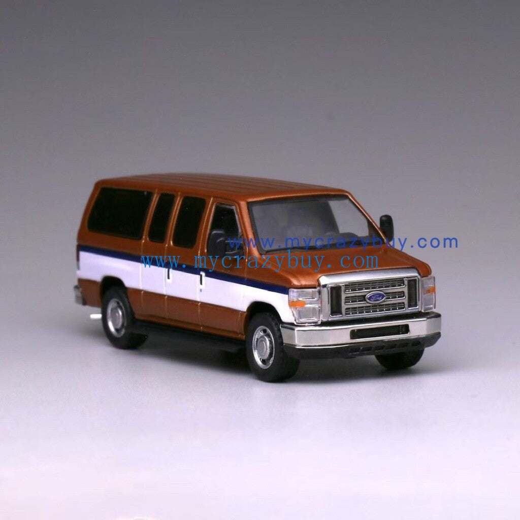 1:64 596 Brown E350 Super Duty Wagon Mini Van Model Diecast Metal Car New Collection