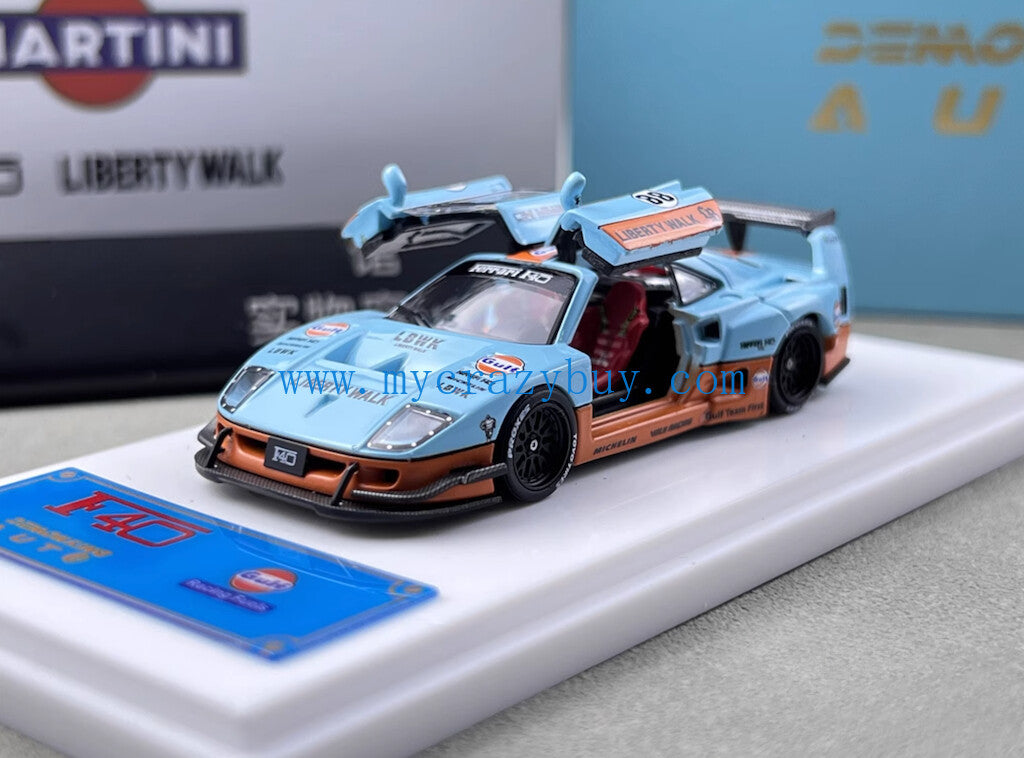 DK 1:64 Blue Gulf LBWK F40 Racing Sports Model Diecast Metal Car New Collection