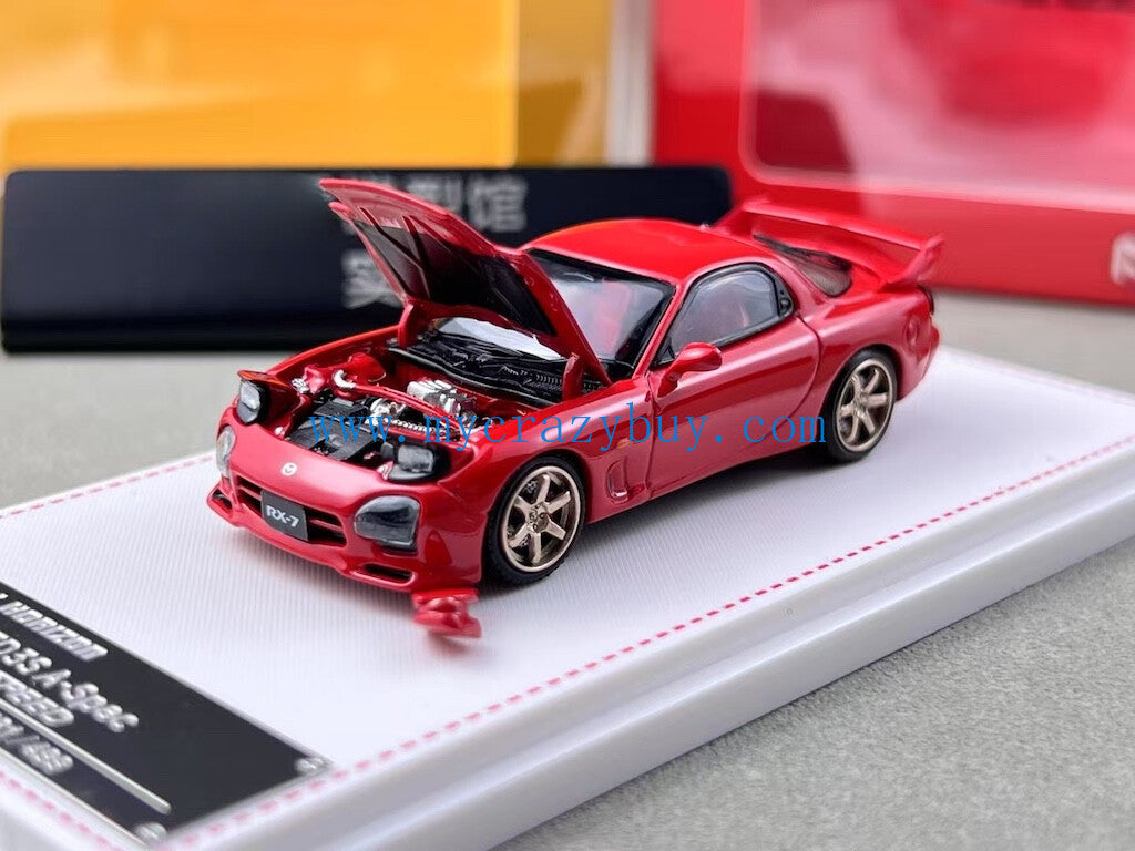 FH 1:64 Red JDM RX7 FD3S A-Spec Speed Sports Model Diecast Metal Car New Collection