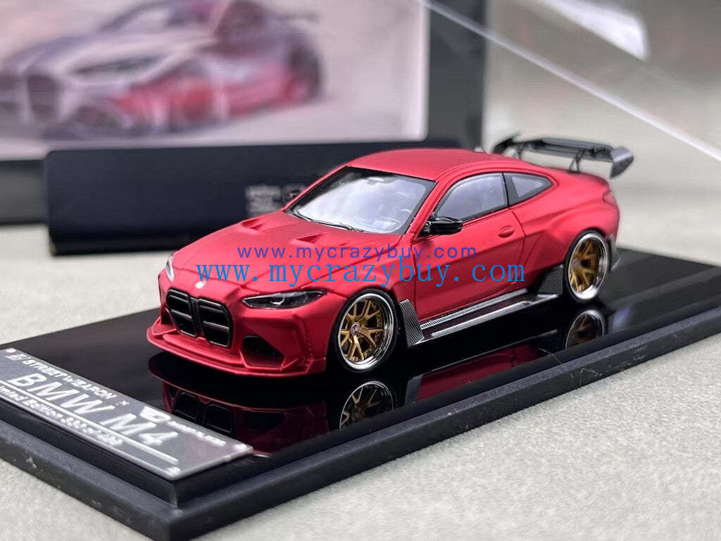 SW 1:64 Red M4 ADRO BODY KIT Coupe Racing Sports Model Diecast Metal Car New Collection
