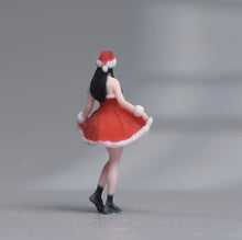 Load image into Gallery viewer, 1:64 Painted Figure Model Miniature Resin Diorama Christmas Santa Girl Red Dress
