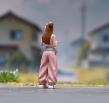Load image into Gallery viewer, 1:64 Painted Figure Model Miniature Resin Diorama White Top Pink Pants Girl
