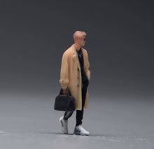Load image into Gallery viewer, 1:64 Painted Figure Model Miniature Resin Diorama Walking Man Coat Cool Bag
