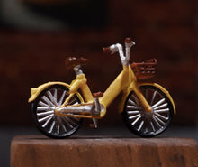 Load image into Gallery viewer, 1:64 Painted Figure Model Miniature Resin Diorama Yellow Vintage Bicycle
