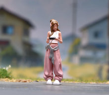 Load image into Gallery viewer, 1:64 Painted Figure Model Miniature Resin Diorama White Top Pink Pants Girl
