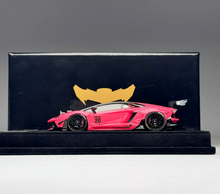 Load image into Gallery viewer, HH 1:43 Pink Aventador Widebody Sports Model Diecast Resin Car Box New Collection
