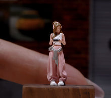Load image into Gallery viewer, 1:64 Painted Figure Model Miniature Resin Diorama White Top Pink Pants Girl
