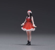 Load image into Gallery viewer, 1:64 Painted Figure Model Miniature Resin Diorama Christmas Santa Girl Skirt
