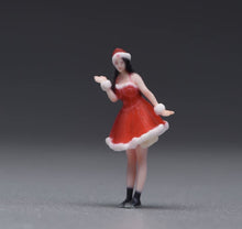 Load image into Gallery viewer, 1:64 Painted Figure Model Miniature Resin Diorama Christmas Santa Girl Dress
