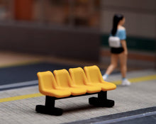 Load image into Gallery viewer, 1:64 Painted Figure Model Miniature Resin Diorama Yellow Long Chair Public Bench
