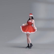 Load image into Gallery viewer, 1:64 Painted Figure Model Miniature Resin Diorama Christmas Santa Girl Red Dress
