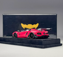 Load image into Gallery viewer, HH 1:43 Pink Aventador Widebody Sports Model Diecast Resin Car Box New Collection
