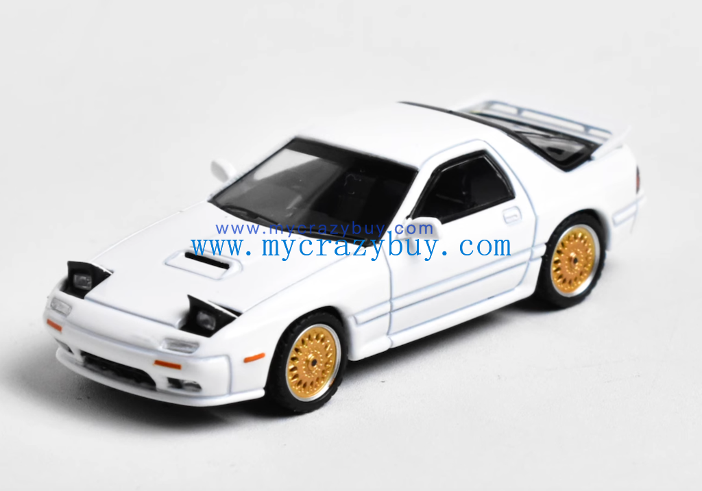 AT 1:64 White JDM RX7 FC3S Hatchback Sports Model Diecast Metal Car New Collection