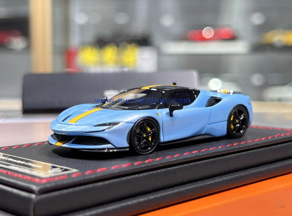 U2 1:64 Blue SF90 Stradale Coupe Hard Top Sports Model Diecast Resin Car New Collection