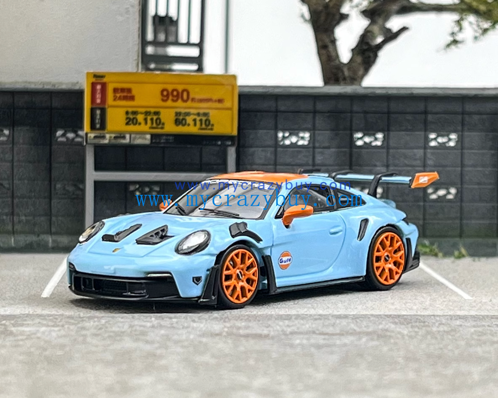 SW 1:64 Blue Gulf 992 GT3 RS Sports Model Diecast Metal Car New Collection