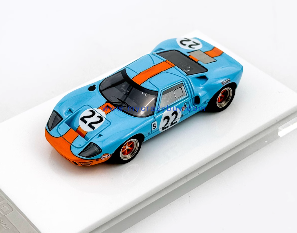 MY64 1:64 Blue Gulf #22 GT40 MK1 Racing Sports Model Diecast Resin Car New Collection