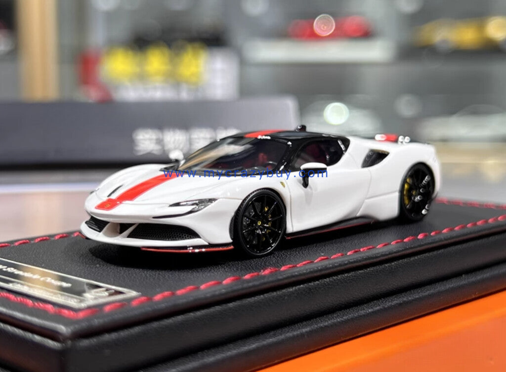 U2 1:64 White Orange SF90 Stradale Hard Top Sports Model Diecast Resin Car New Collection