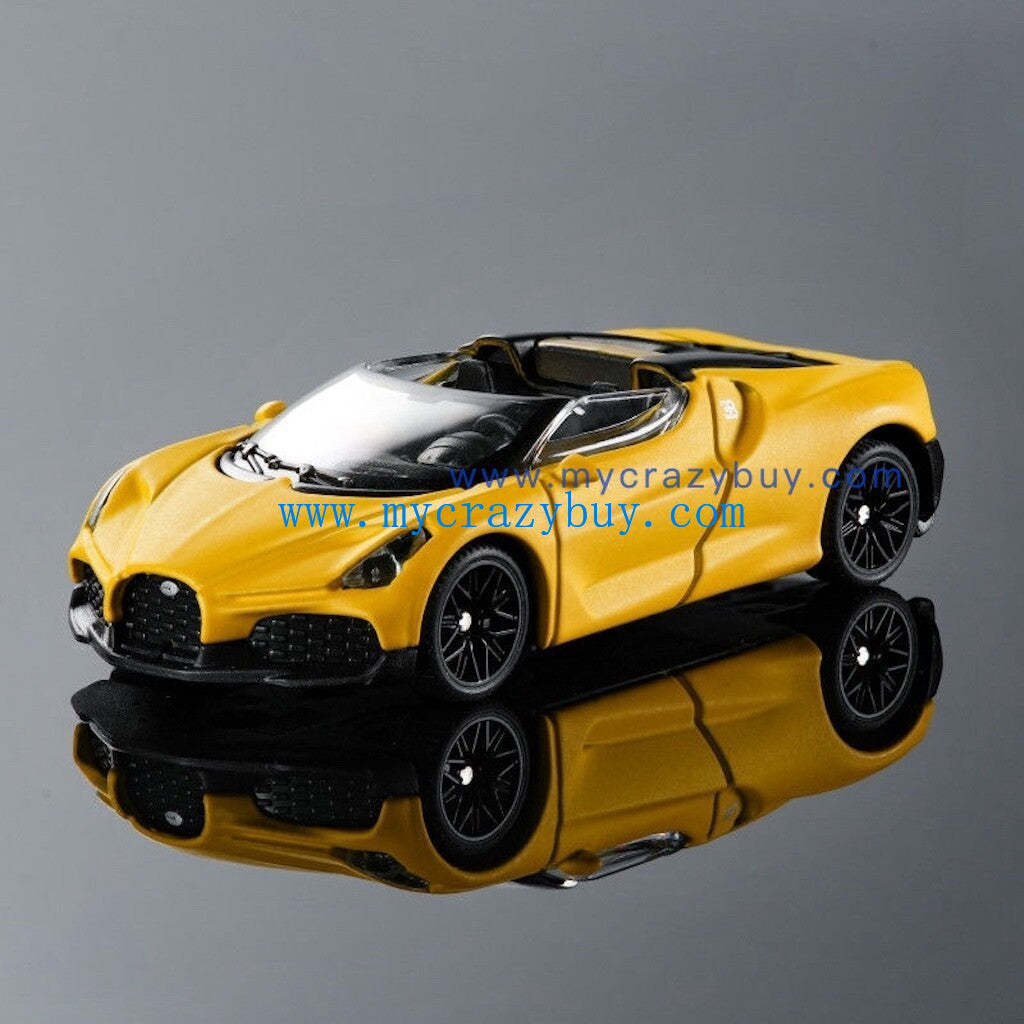 TSC 1:64 Yellow Mistral Convertible Racing Sports Model Diecast Metal Car New Collection