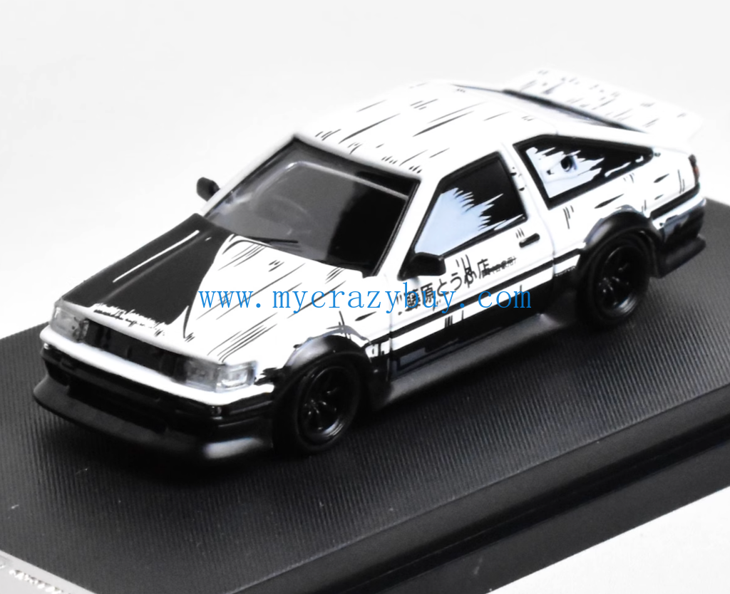 SW 1:64 White JDM AE86 Trueno Tofu Widebody Sports Model Diecast Metal Car New Collection