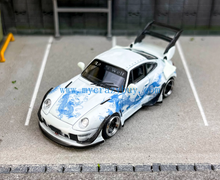 Load image into Gallery viewer, SW 1:64 White 911 RWB 993 Dragon Big Spoiler Sport Model Diecast Metal Car New Collection
