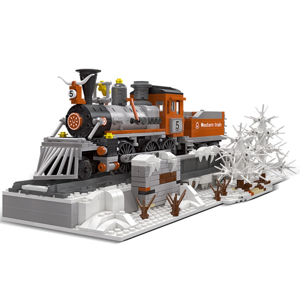 853PCS MOC Western Train Track Scene Model Toy Building Block Brick Gift Kids Compatible Lego