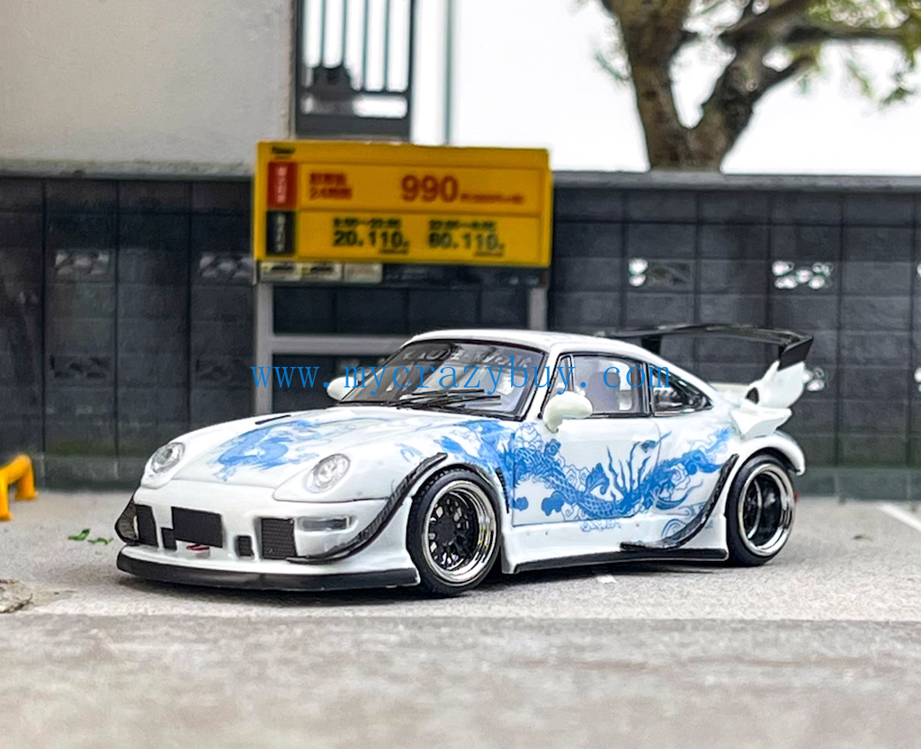 SW 1:64 White 911 RWB 993 Dragon Classic Sports Model Diecast Metal Car New Collection