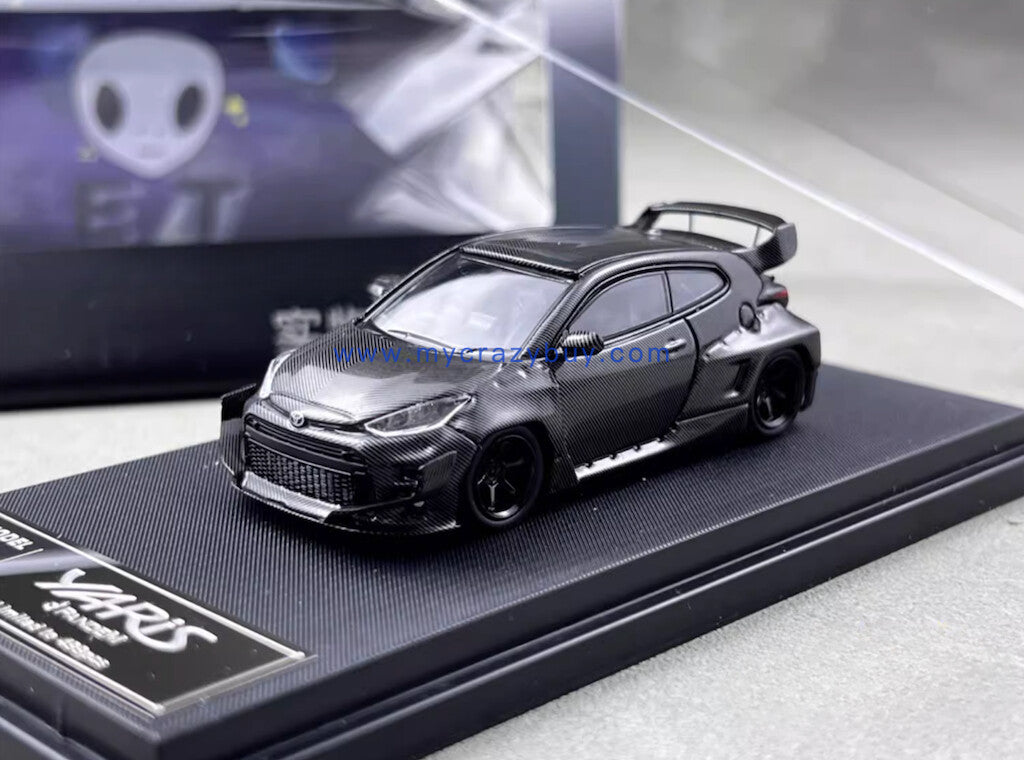 Fuji 1:64 Black Carbon Yaris Pandem Rock Bunny Sports Model Diecast Metal Car