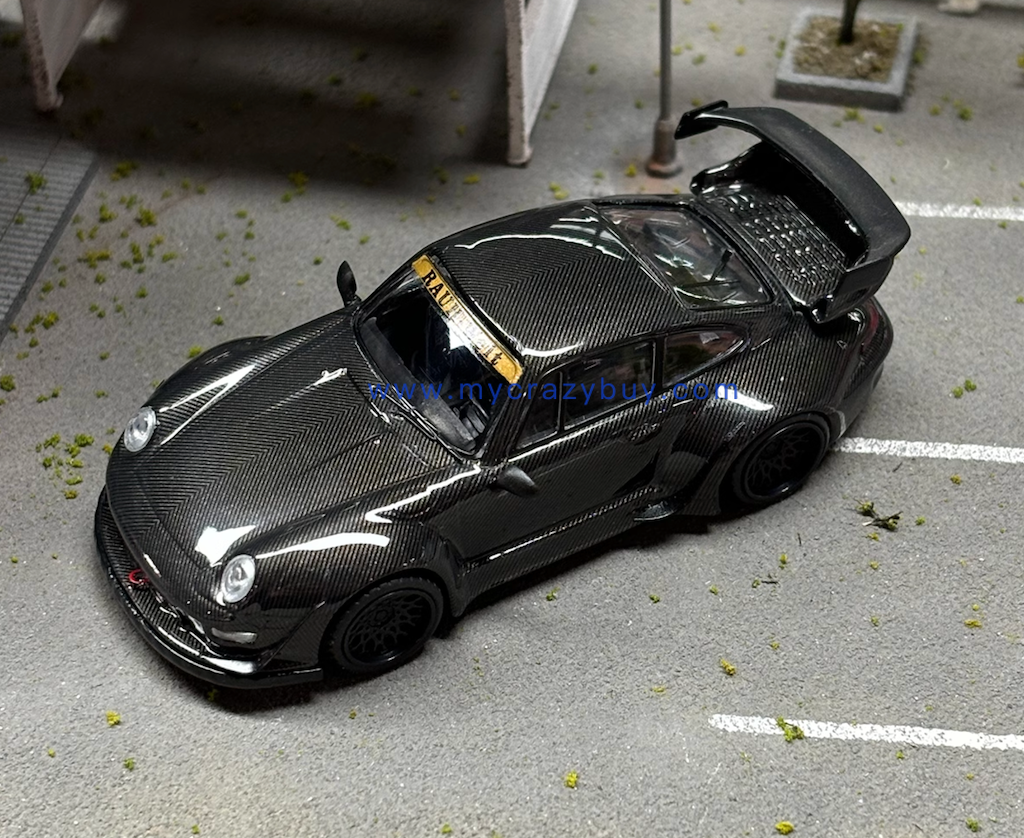 1:64 Black Carbon RWB 993 Racing Sports Classic Model Diecast Metal Car New Collection