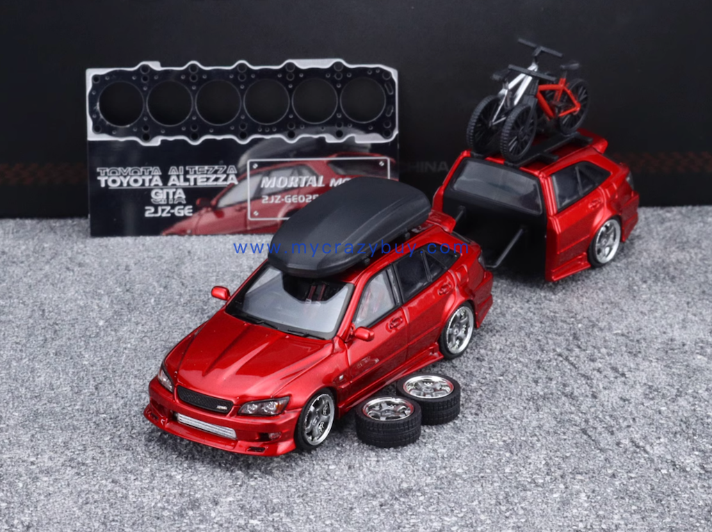 Mortal 1:64 HEC Red Altezza Wagon Trailer Sports Model Diecast Metal Car New Collection