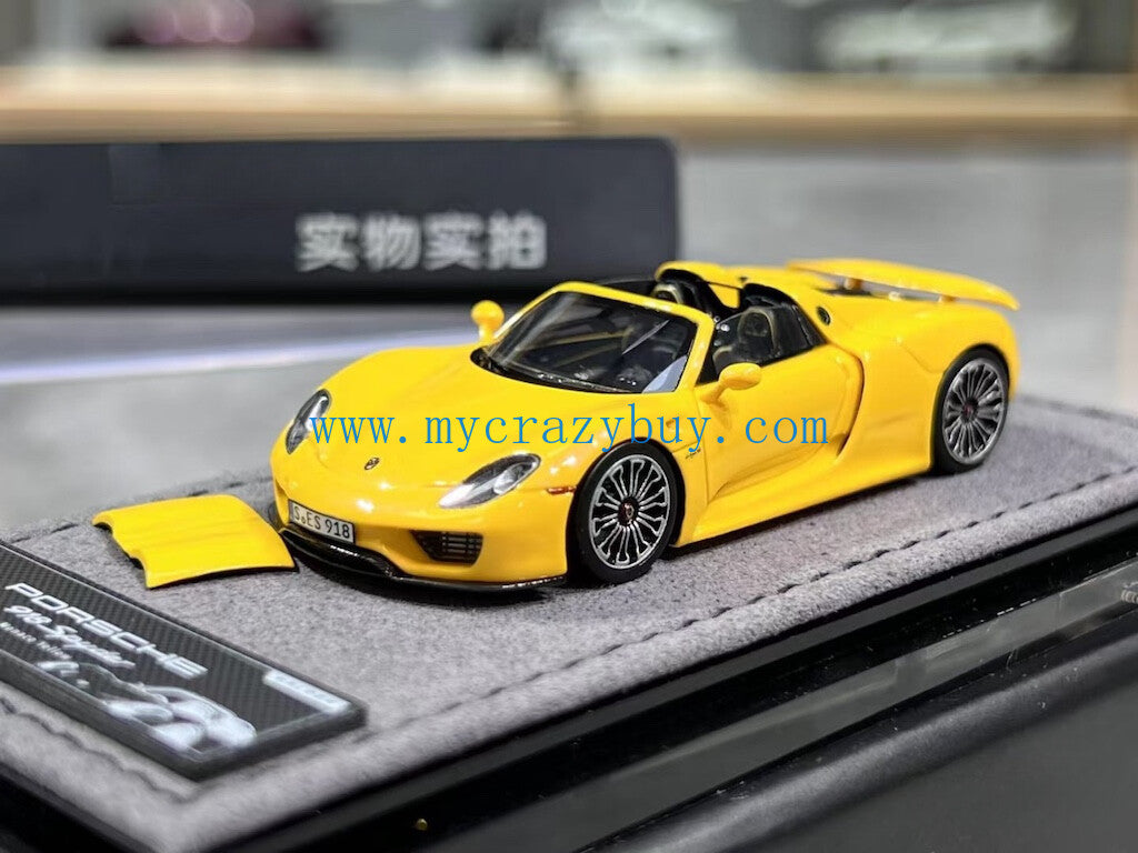 Halo 1:64 Yellow 918 Spyder Sports Model Diecast Resin Car New Collection