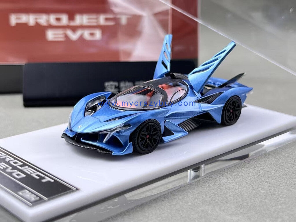 DMH 1:64 Blue Project Evo Racing Sports Model Diecast Metal Car New Collection
