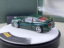 Load image into Gallery viewer, PGM 1:64 Green Skyline GTR R34 Z-Tune Round Sports Model Diecast Metal Car New Collection
