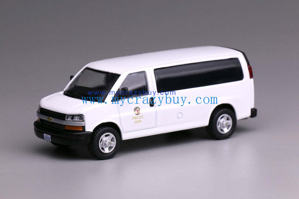 596 1:64 White Express 3500 LAPD Police Van Model Diecast Metal Car New Collection